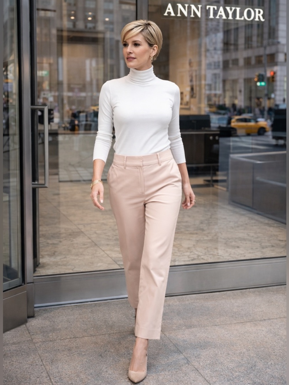 🌸Ann Taylor Tailored Straight Cropped Pants in Blush size8 curvy business casual
